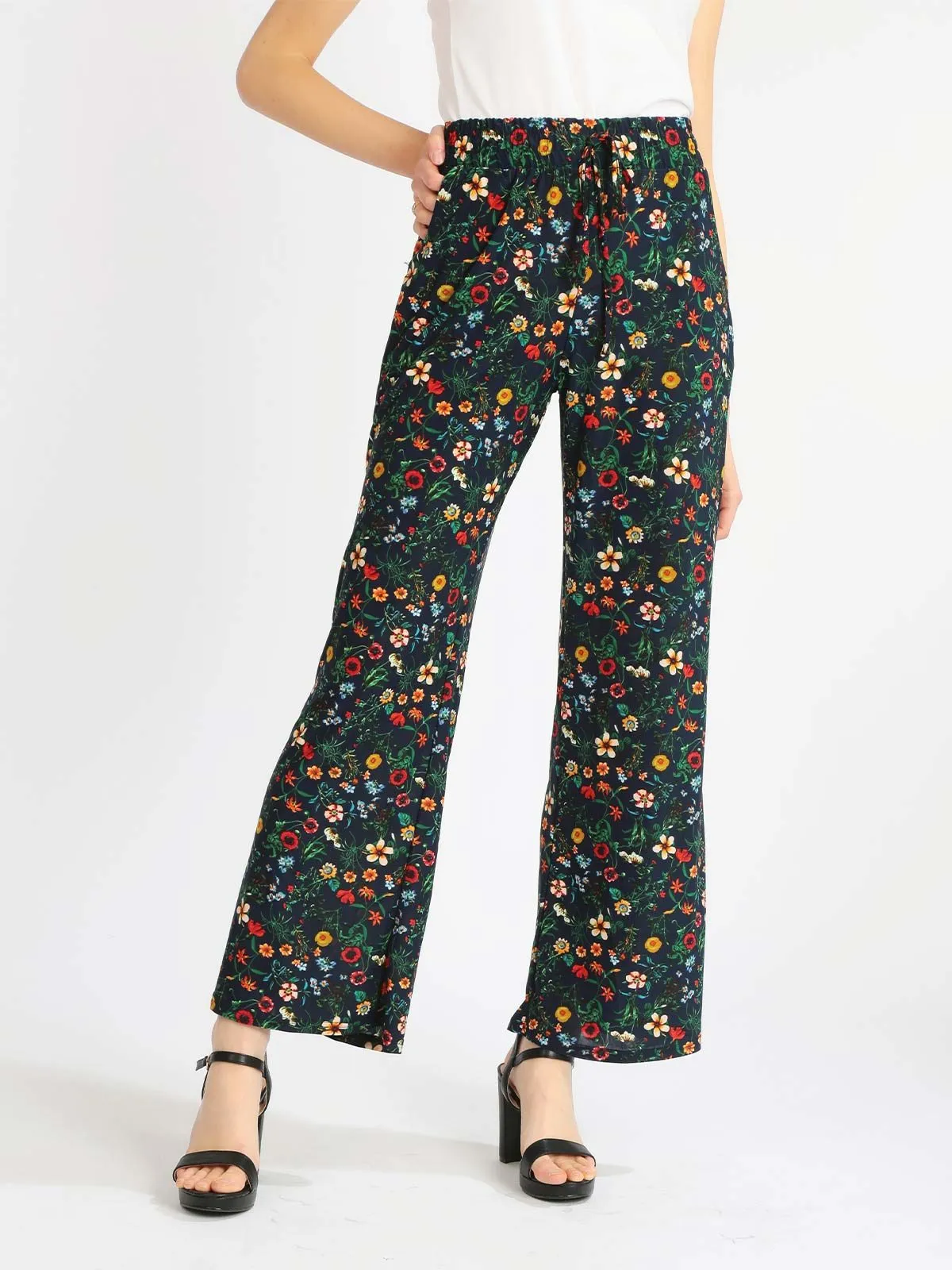 Gladys Pantalon palazzo à fleurs pour femme