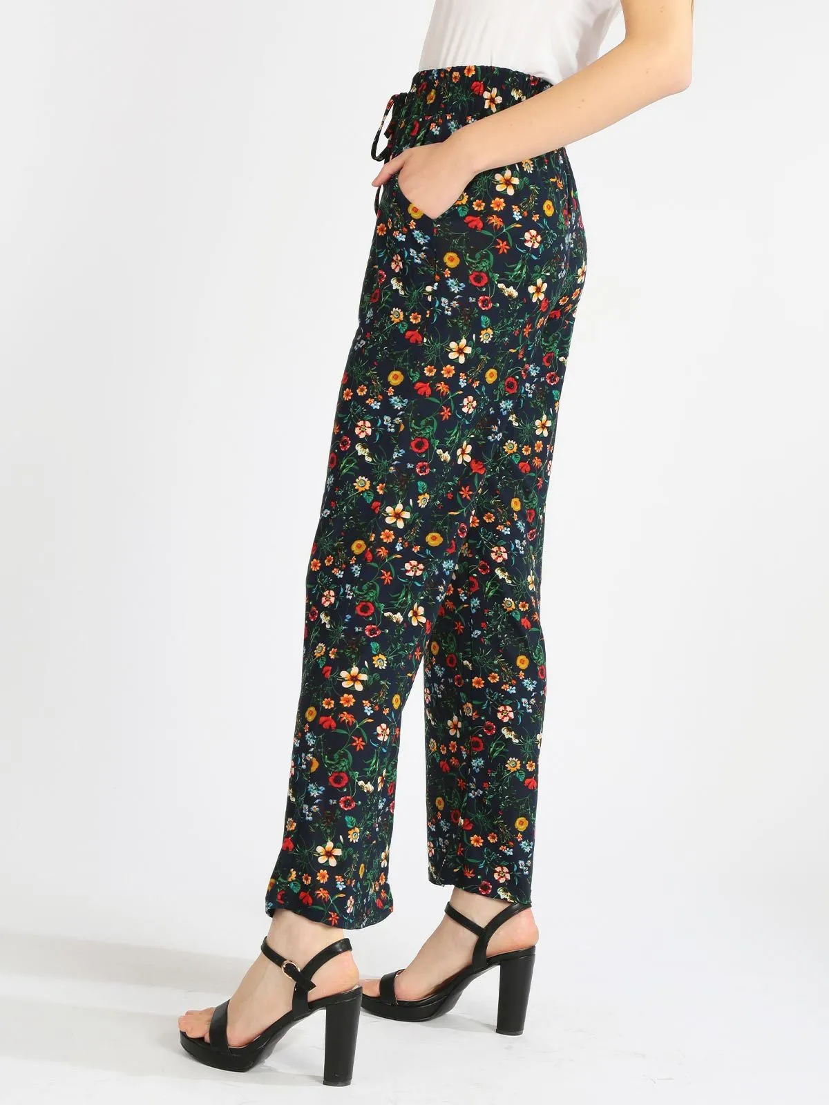 Gladys Pantalon palazzo à fleurs pour femme