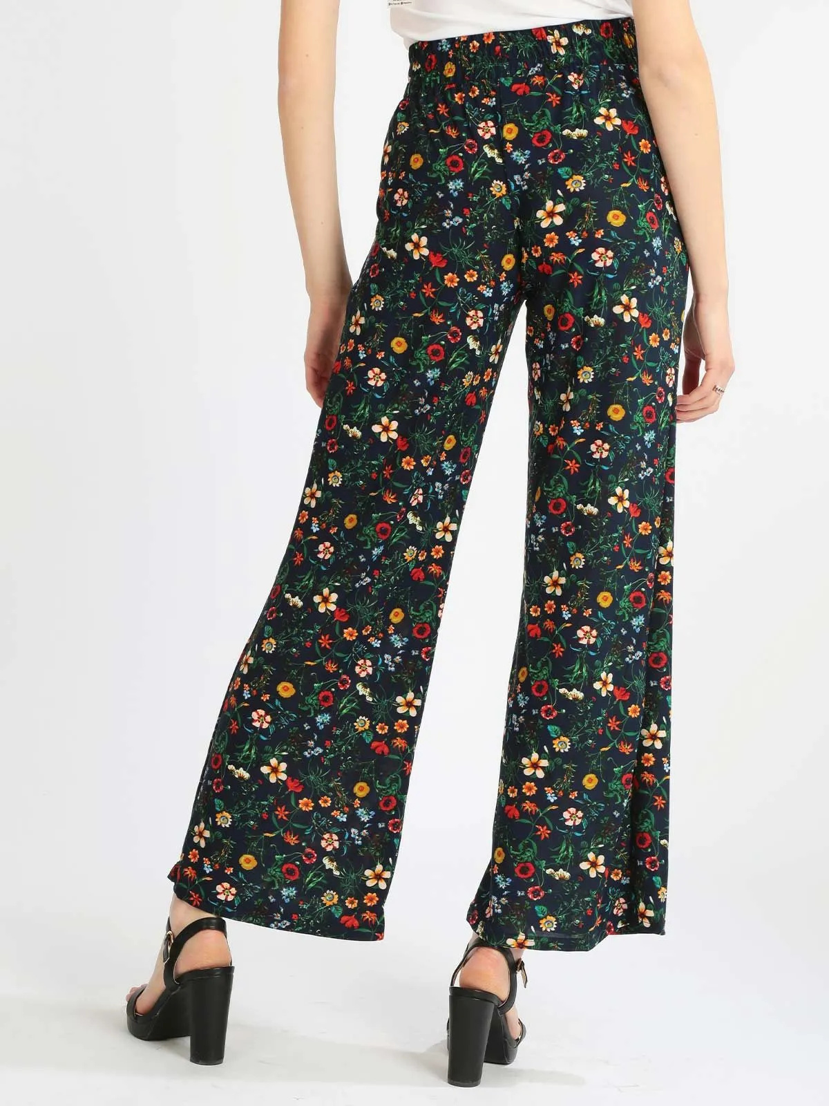 Gladys Pantalon palazzo à fleurs pour femme