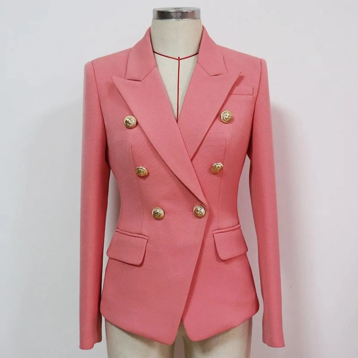 High Street Novità 2022 Giacca da donna Classic Lion Bottoni Doppio petto Giacca slim in piqué Blazer