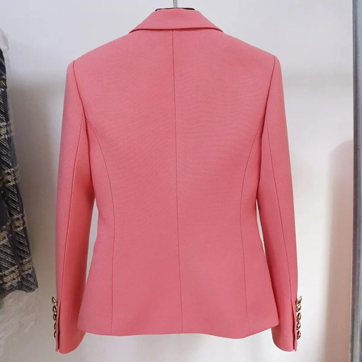 High Street Novità 2022 Giacca da donna Classic Lion Bottoni Doppio petto Giacca slim in piqué Blazer