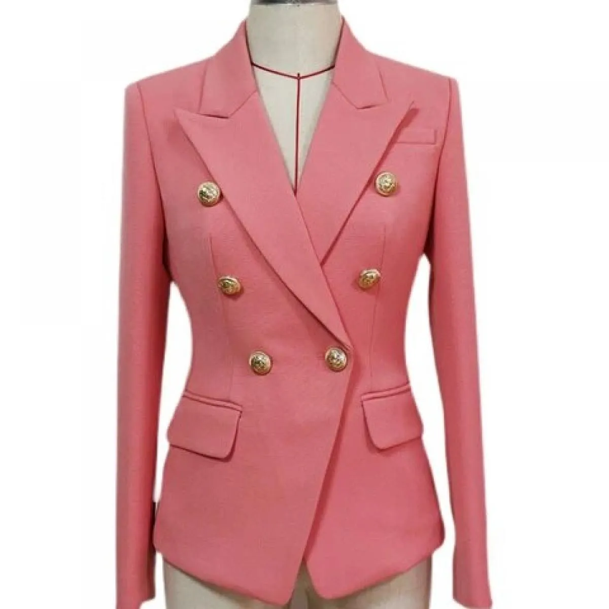 High Street Novità 2022 Giacca da donna Classic Lion Bottoni Doppio petto Giacca slim in piqué Blazer