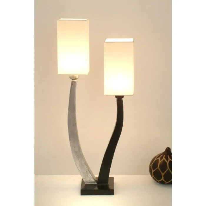 Holländer QUADRANGOLARE Lampada da tavolo Nero, Argento, 2-Luci