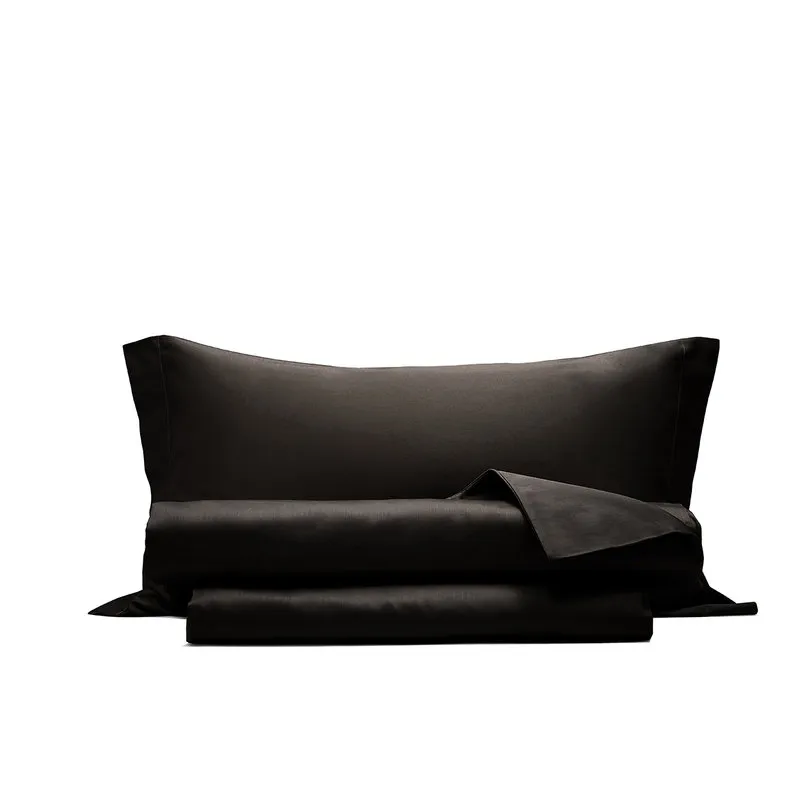 I rasi Completo Letto Raso Nero Con Federe A Due Volani