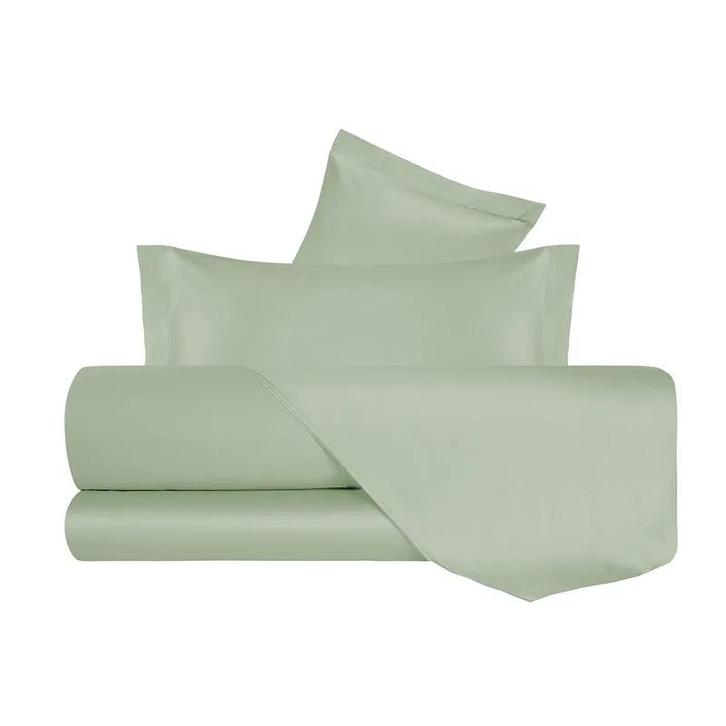 I rasi Completo Letto Raso Verde Lago  Con Federe A Due Volani