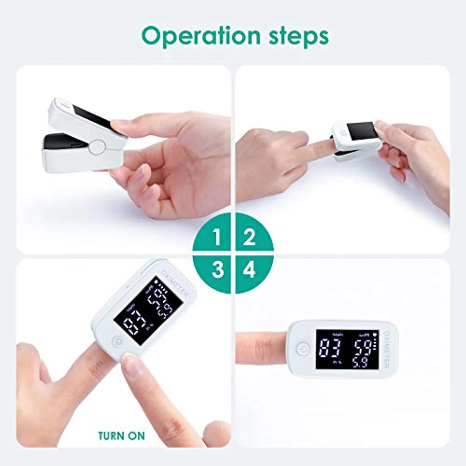 IDOIT 3 in 1 Saturimetro Professionale Pulsossimetro da dito con Letture Immediate Ossimetro per Saturazione di Ossigeno(SpO2), 