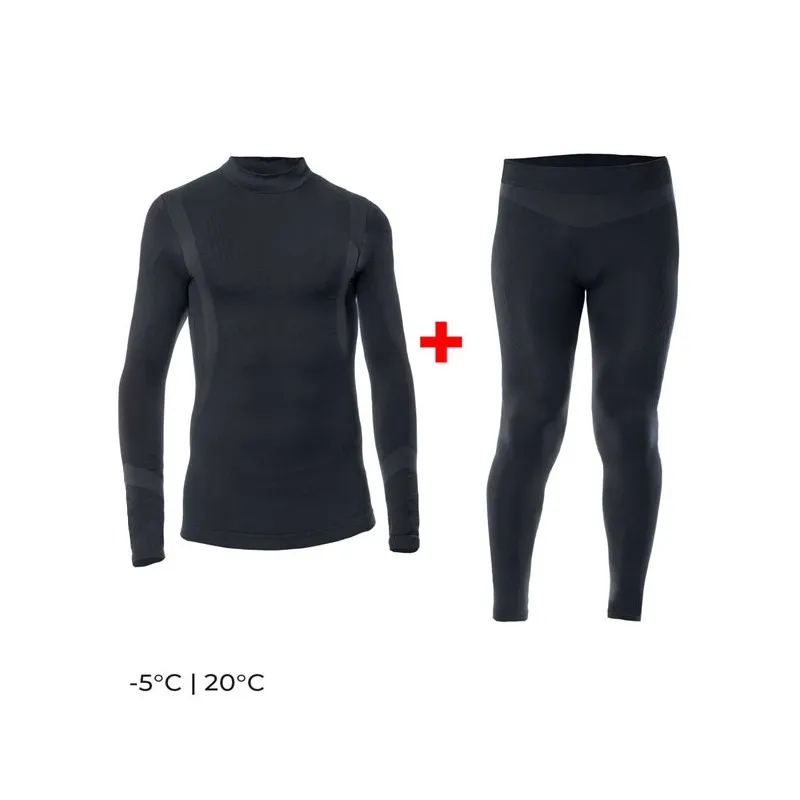 IRON-IC THERMIC MAGLIA + PANTA TERMICO BAMBINO RAGAZZO FELPATA CALCIO RUNNING MULTISPORT - NERO