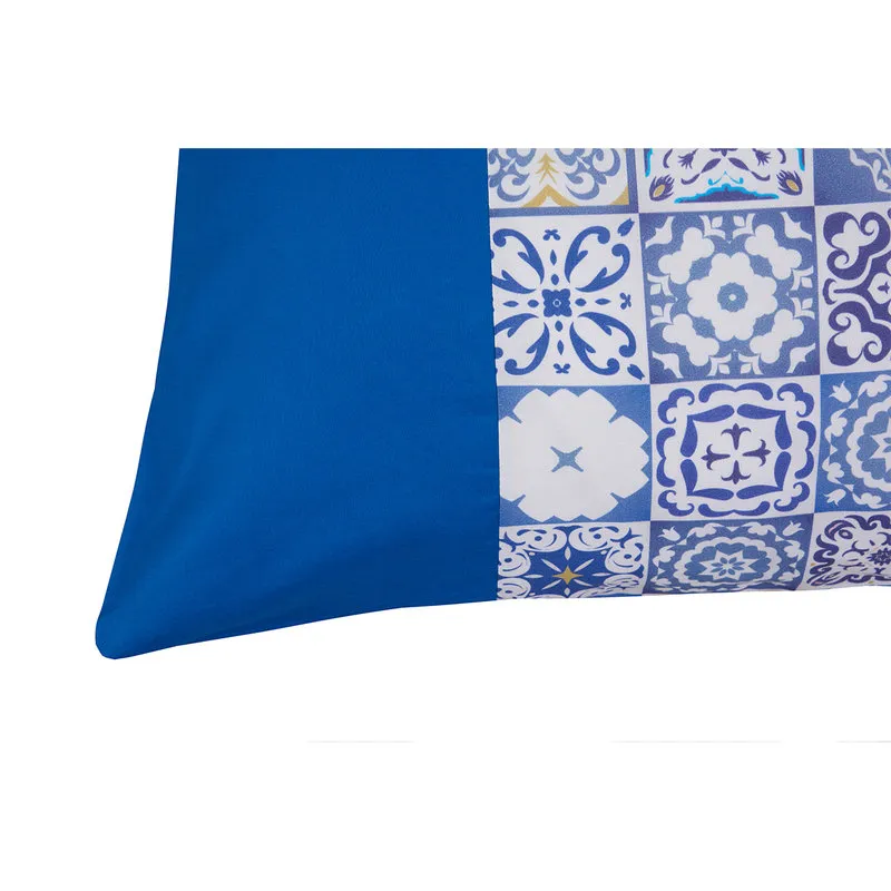 Ispirazione Sicilia Coppia di Federe Bifaccia Cotone 50x80 Maioliche di Vietri/Bluette