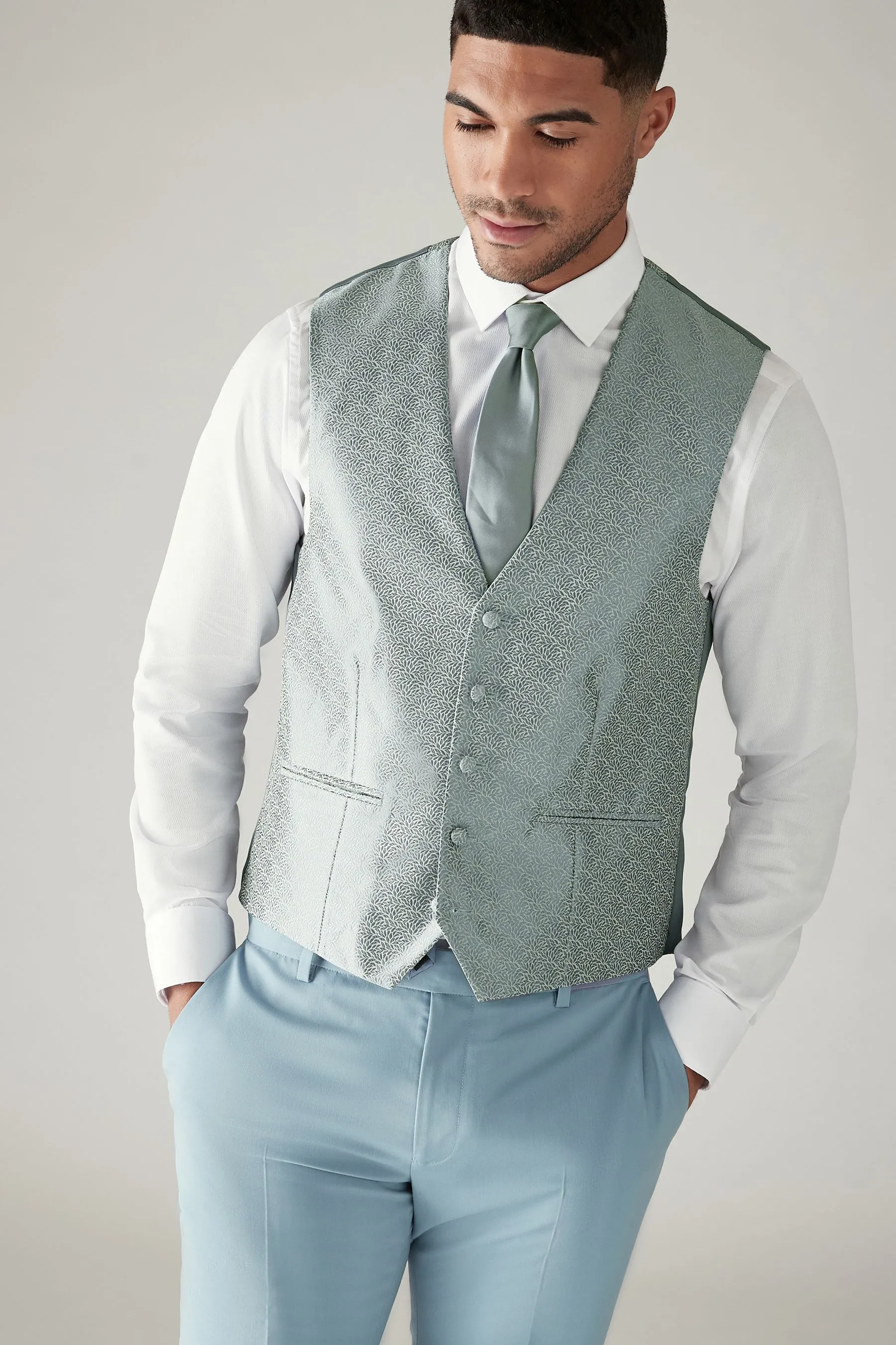 Jacquard regular con foglie - Gilet vestibilità attillata