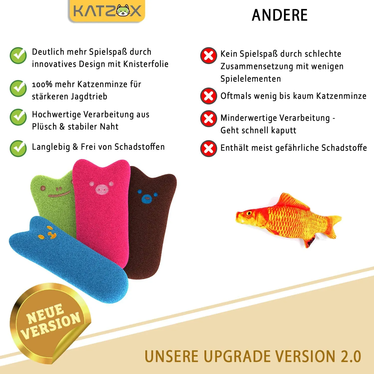 KATZOX Cuscini per gatti - Design migliorato 2021 I Cuscini all’erba gatta I Accessorio per gatti I Cuscini per gatti resistenti