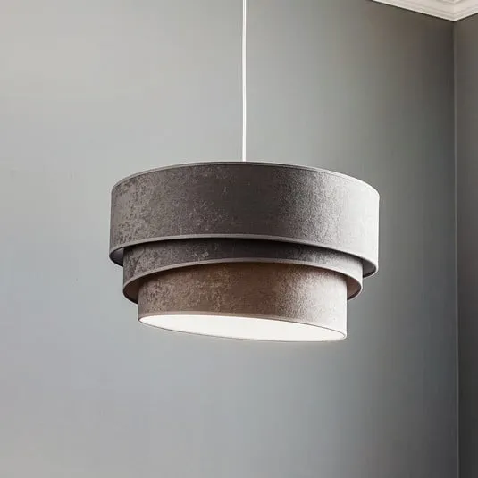 Lampada a sospensione Devon, grigio/bianco Ø45cm
