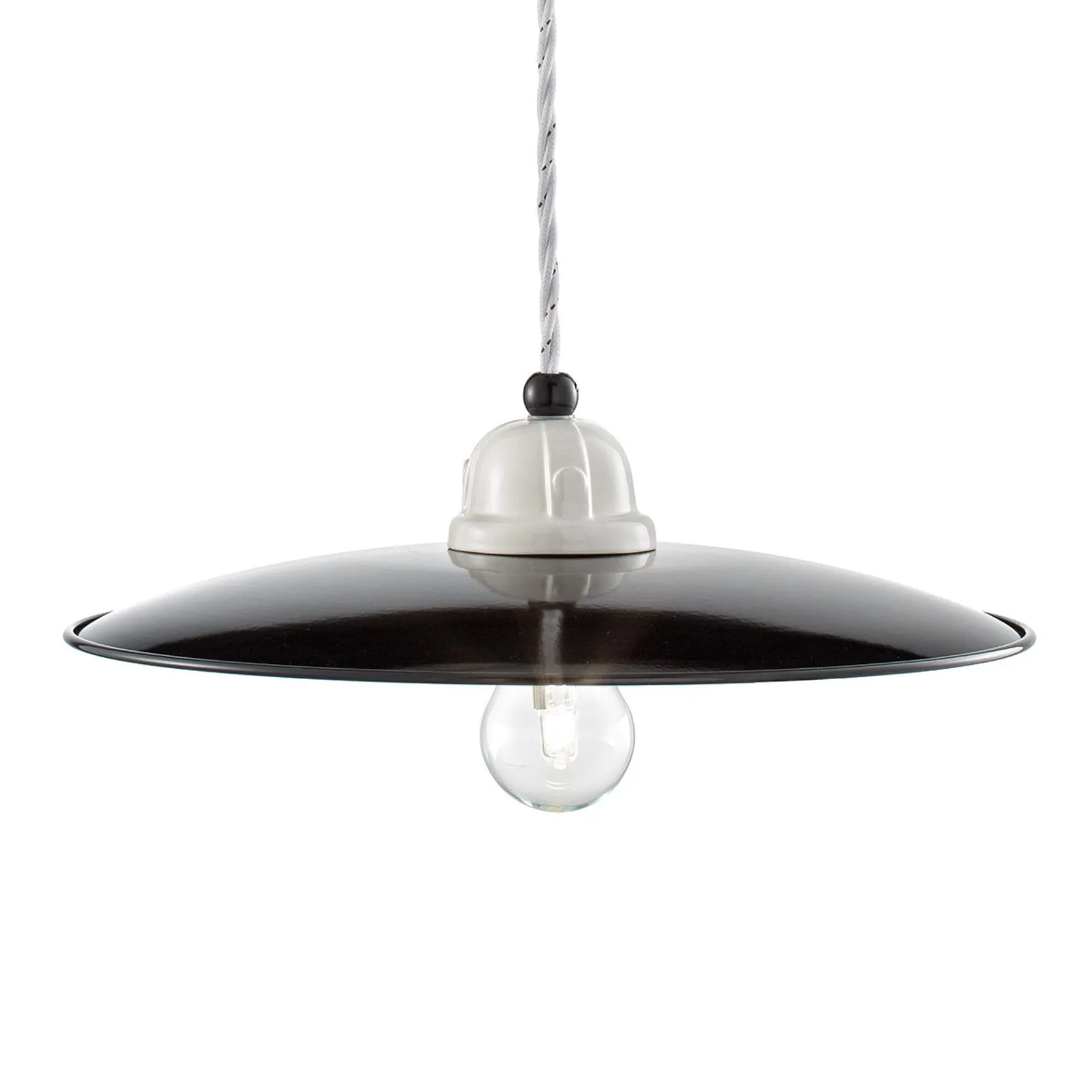 Lampada a sospensione retrò C1612 bianco-nero