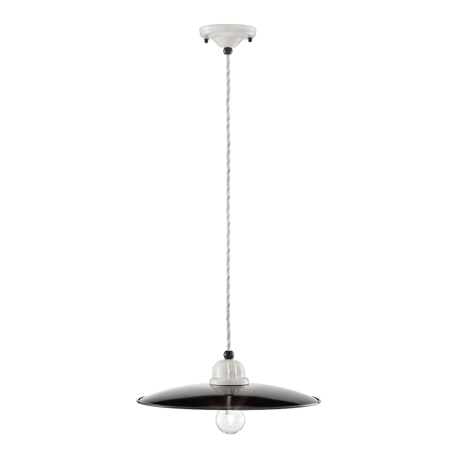 Lampada a sospensione retrò C1612 bianco-nero