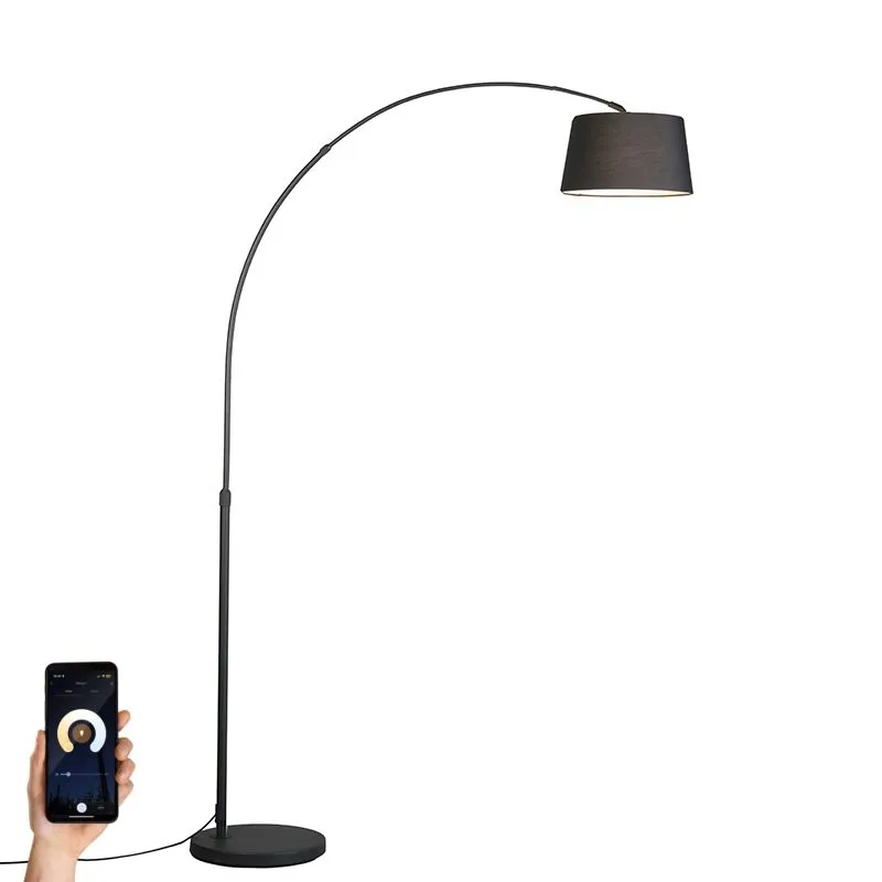 Lampada ad arco moderna intelligente nera con Wifi A60 - Arc Basic