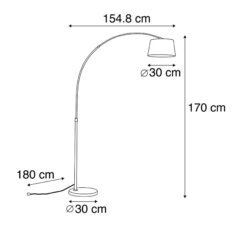 Lampada ad arco moderna intelligente nera con Wifi A60 - Arc Basic