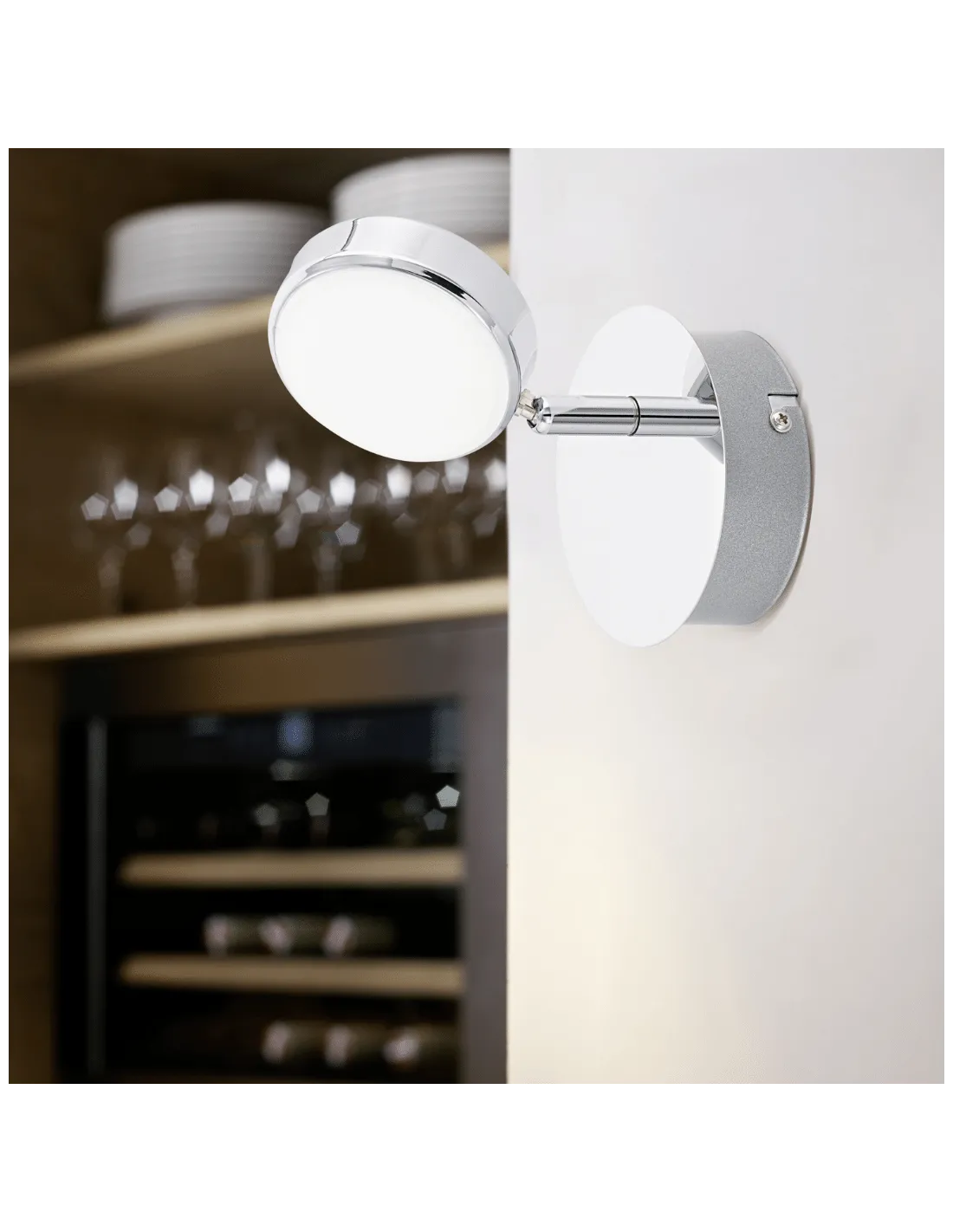Lampada da parete Eglo Salto 95628 Orientabile, Cromo Lucido e satinato, Sistema LED 5,4W, 640 Lumen, Luce calda, IP20