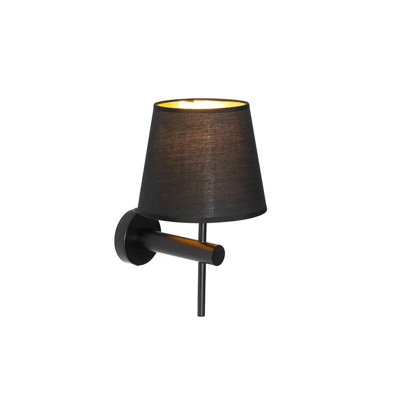 Lampada da parete moderna nera con paralume interno oro - Pluk