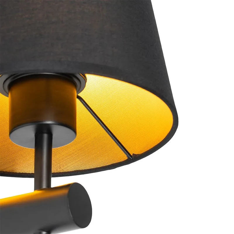 Lampada da parete moderna nera con paralume interno oro - Pluk
