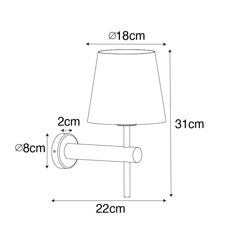 Lampada da parete moderna nera con paralume interno oro - Pluk