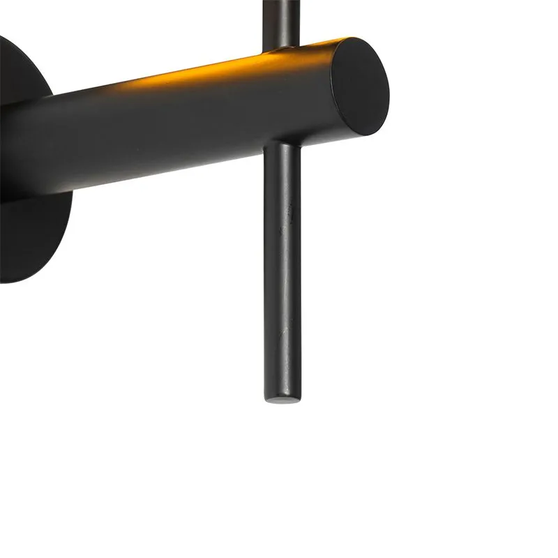 Lampada da parete moderna nera con paralume interno oro - Pluk