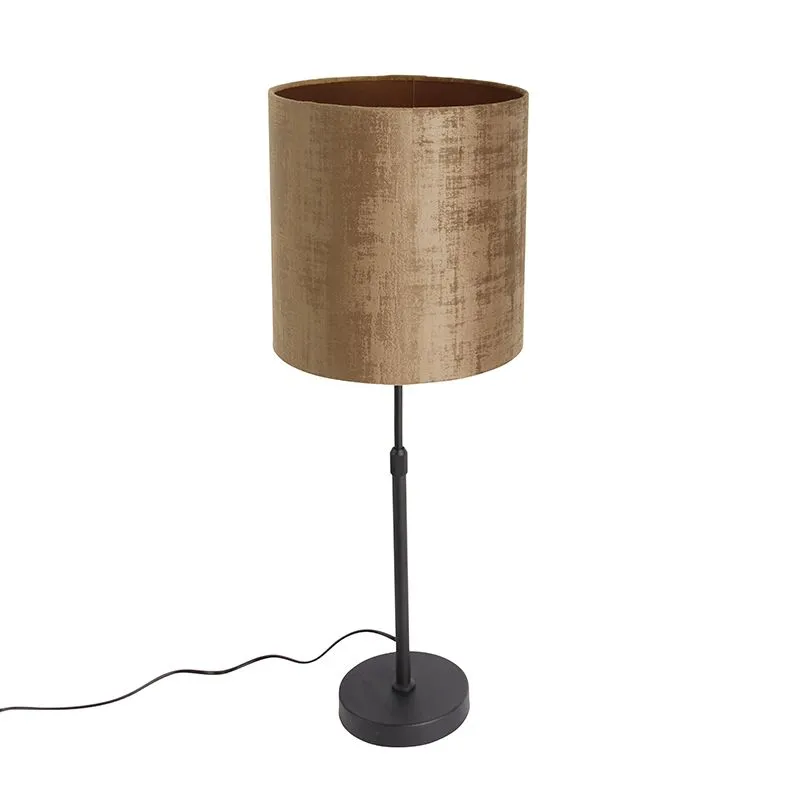 Lampada da tavolo velluto nero paralume marrone 25 cm orientabile - Parte