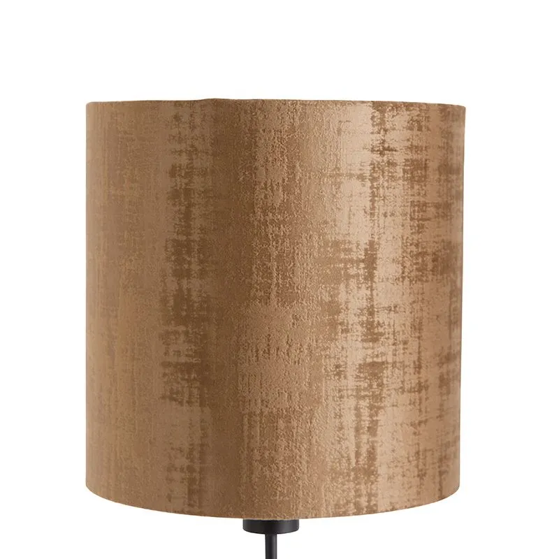 Lampada da tavolo velluto nero paralume marrone 25 cm orientabile - Parte