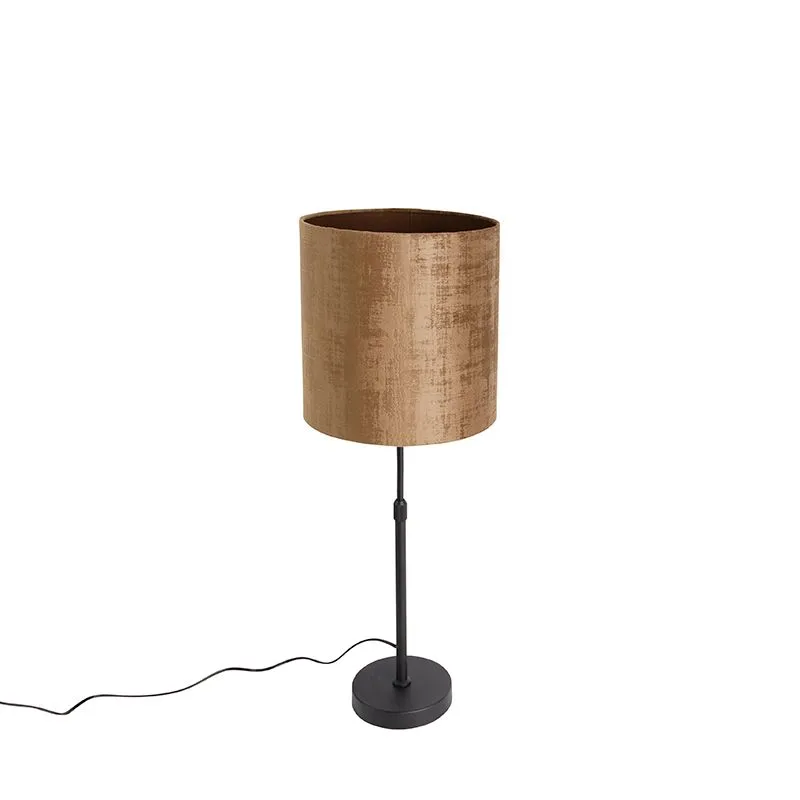 Lampada da tavolo velluto nero paralume marrone 25 cm orientabile - Parte