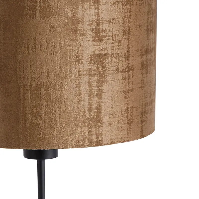 Lampada da tavolo velluto nero paralume marrone 25 cm orientabile - Parte