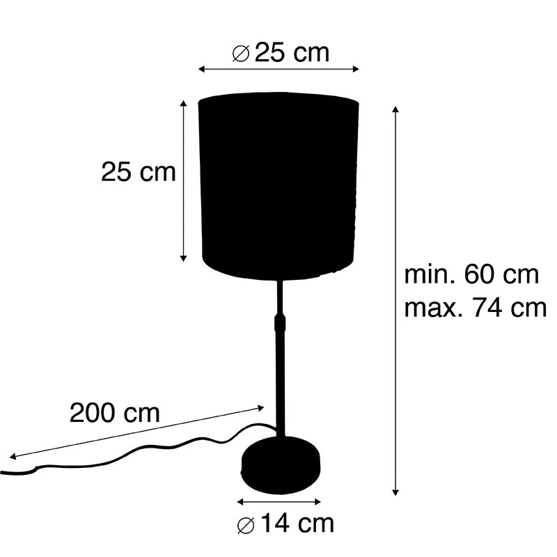 Lampada da tavolo velluto nero paralume marrone 25 cm orientabile - Parte