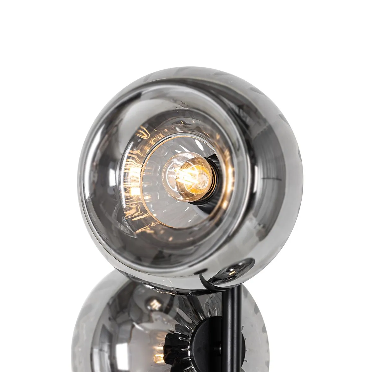 Lampada da terra Art Déco nera con vetro fumé a 3 luci - Ayesha