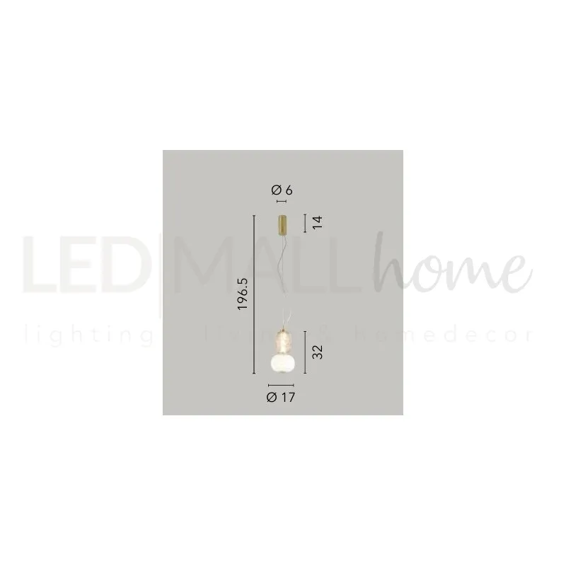 Lampadario Oro vetro trasparente diffusore opale Led Integrato