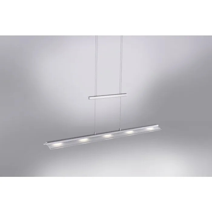Leuchten-Direkt NELE Lampada a Sospensione LED Acciaio inox, 5-Luci