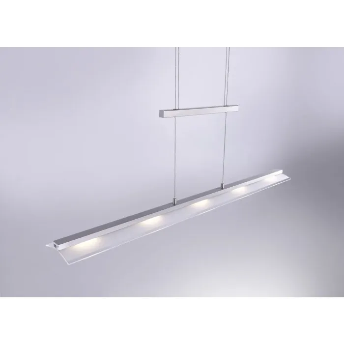 Leuchten-Direkt NELE Lampada a Sospensione LED Acciaio inox, 5-Luci
