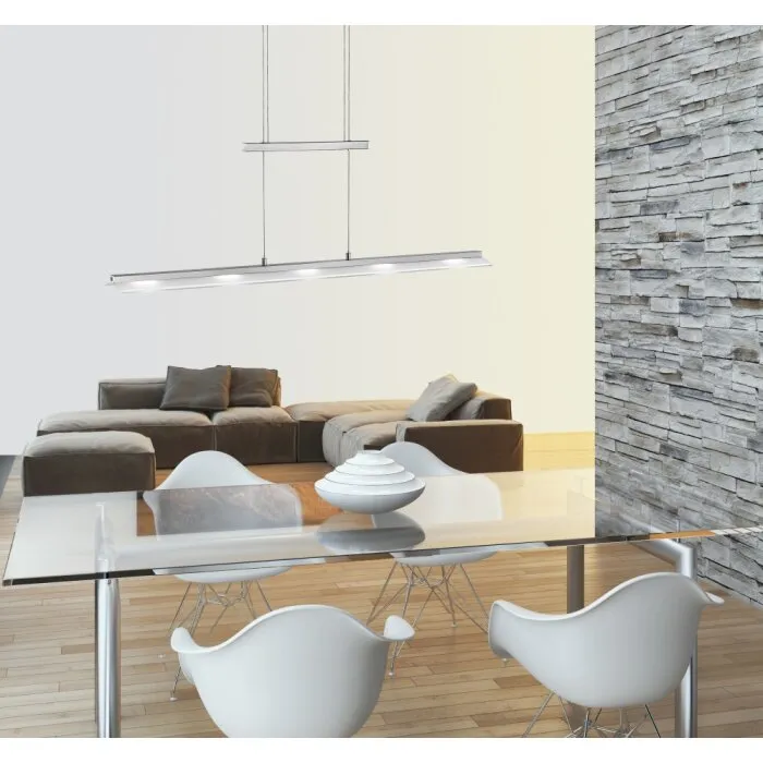 Leuchten-Direkt NELE Lampada a Sospensione LED Acciaio inox, 5-Luci