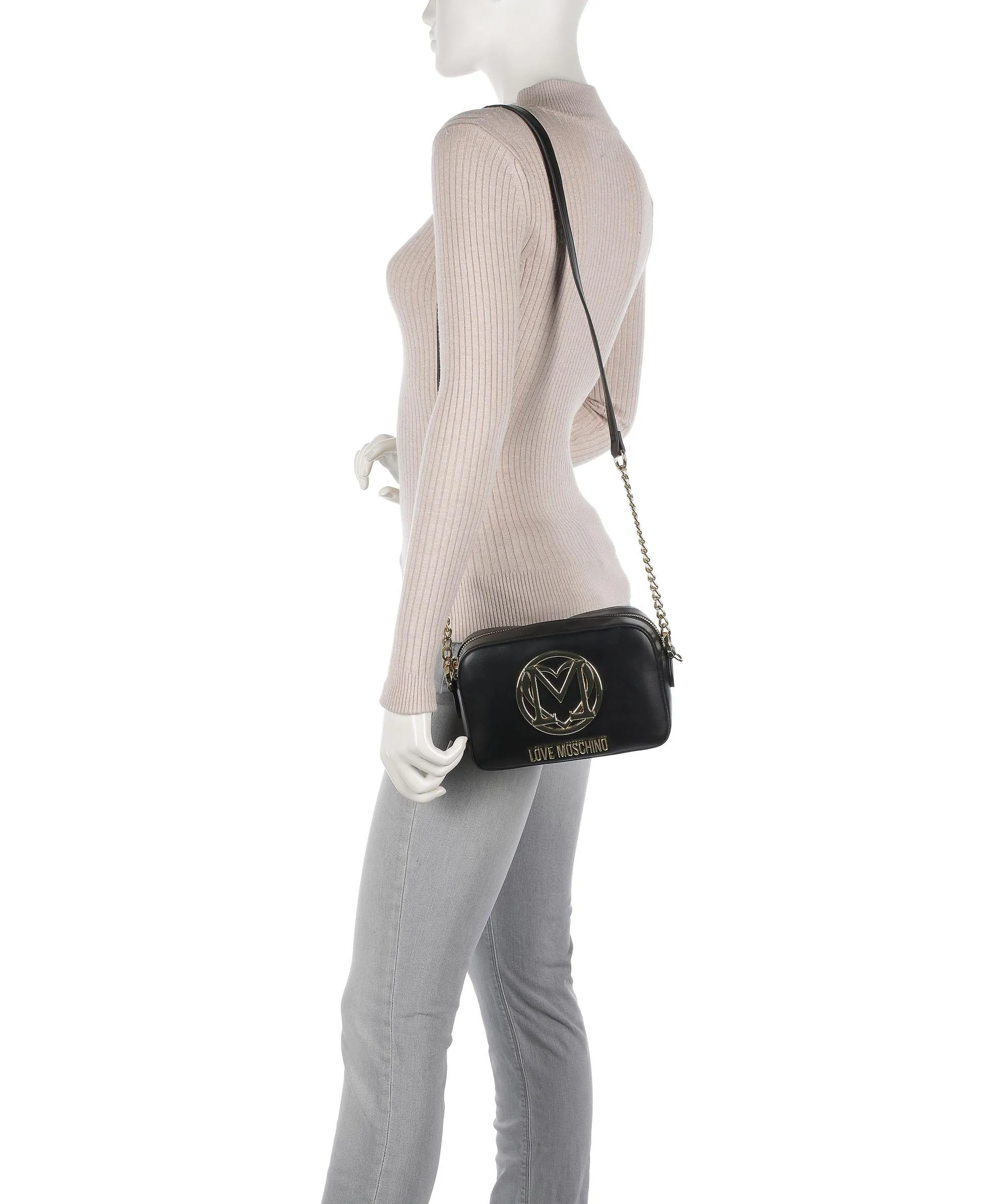  Love Moschino Supergold Borsa a tracolla pelle sintetica nero  