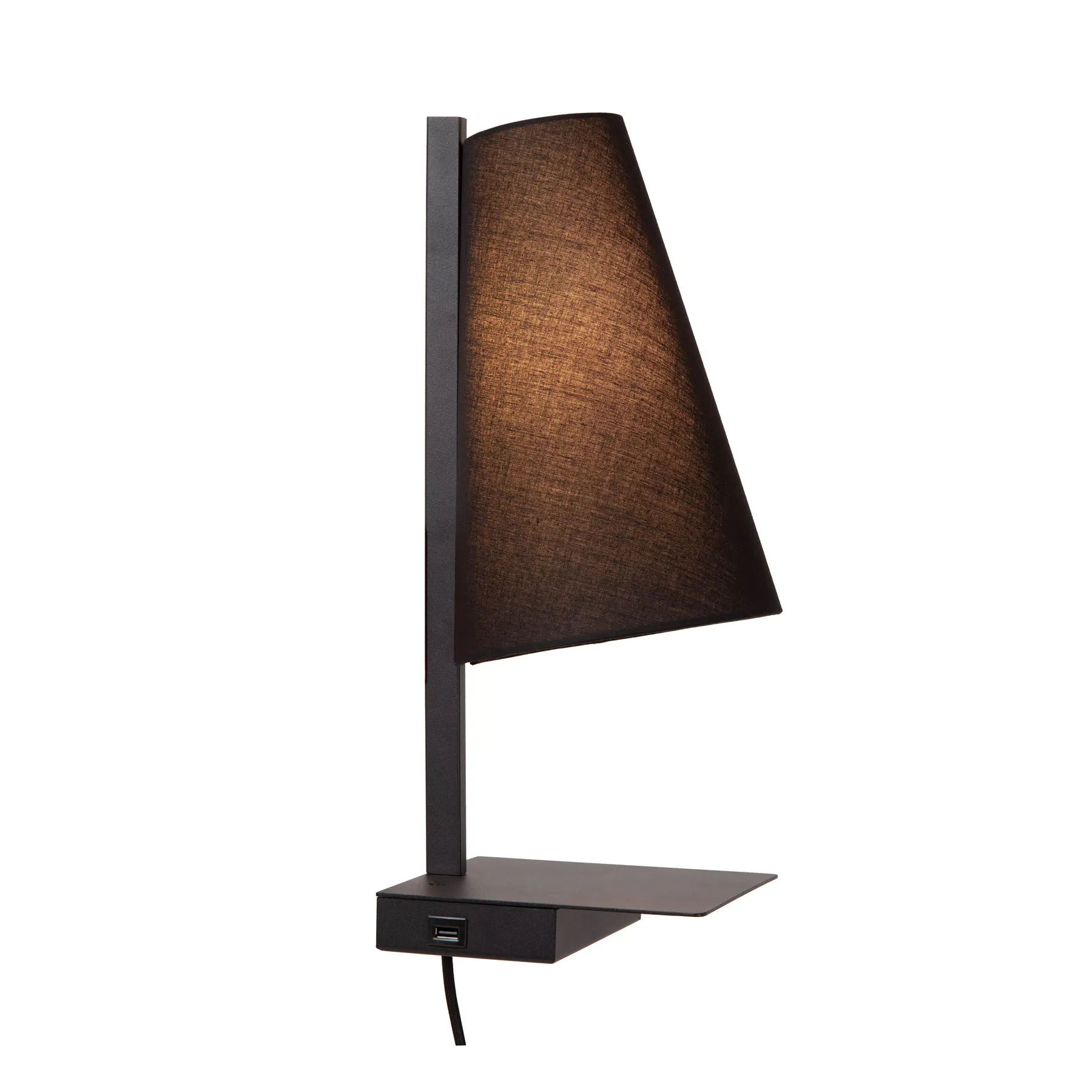 Lucide  Lampada da comodino con presa di ricarica USB e diffusore in tessuto Gregory - 60W