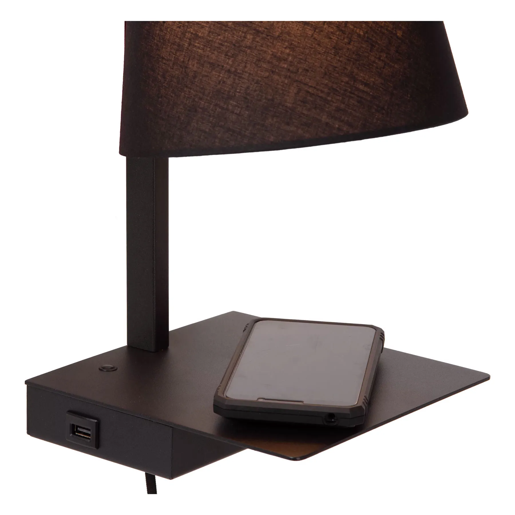 Lucide  Lampada da comodino con presa di ricarica USB e diffusore in tessuto Gregory - 60W