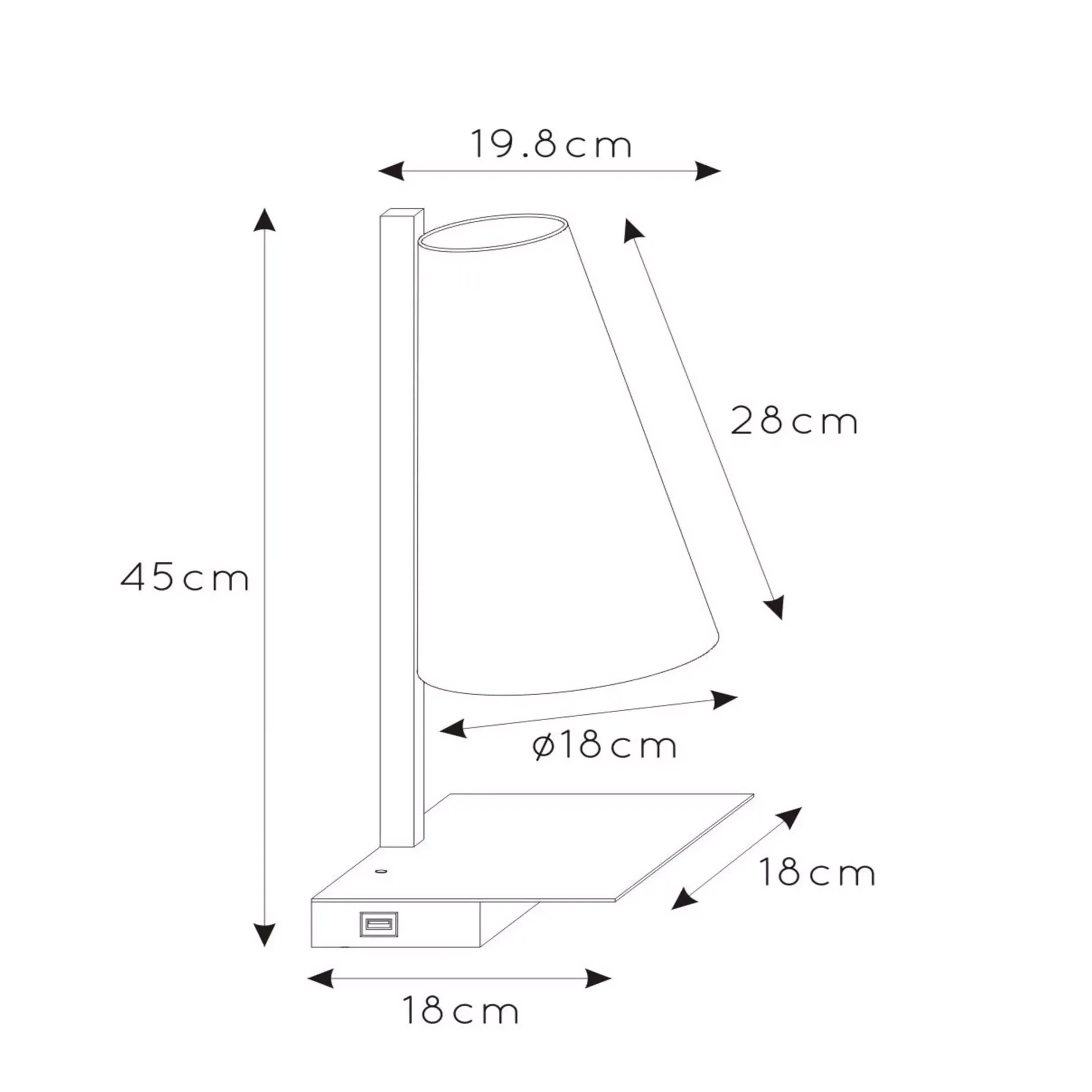 Lucide  Lampada da comodino con presa di ricarica USB e diffusore in tessuto Gregory - 60W