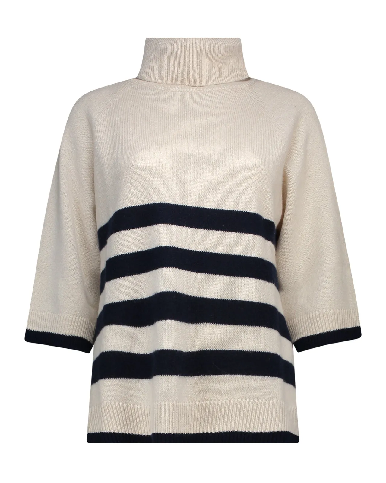 Maglia cashmere righe beige blu