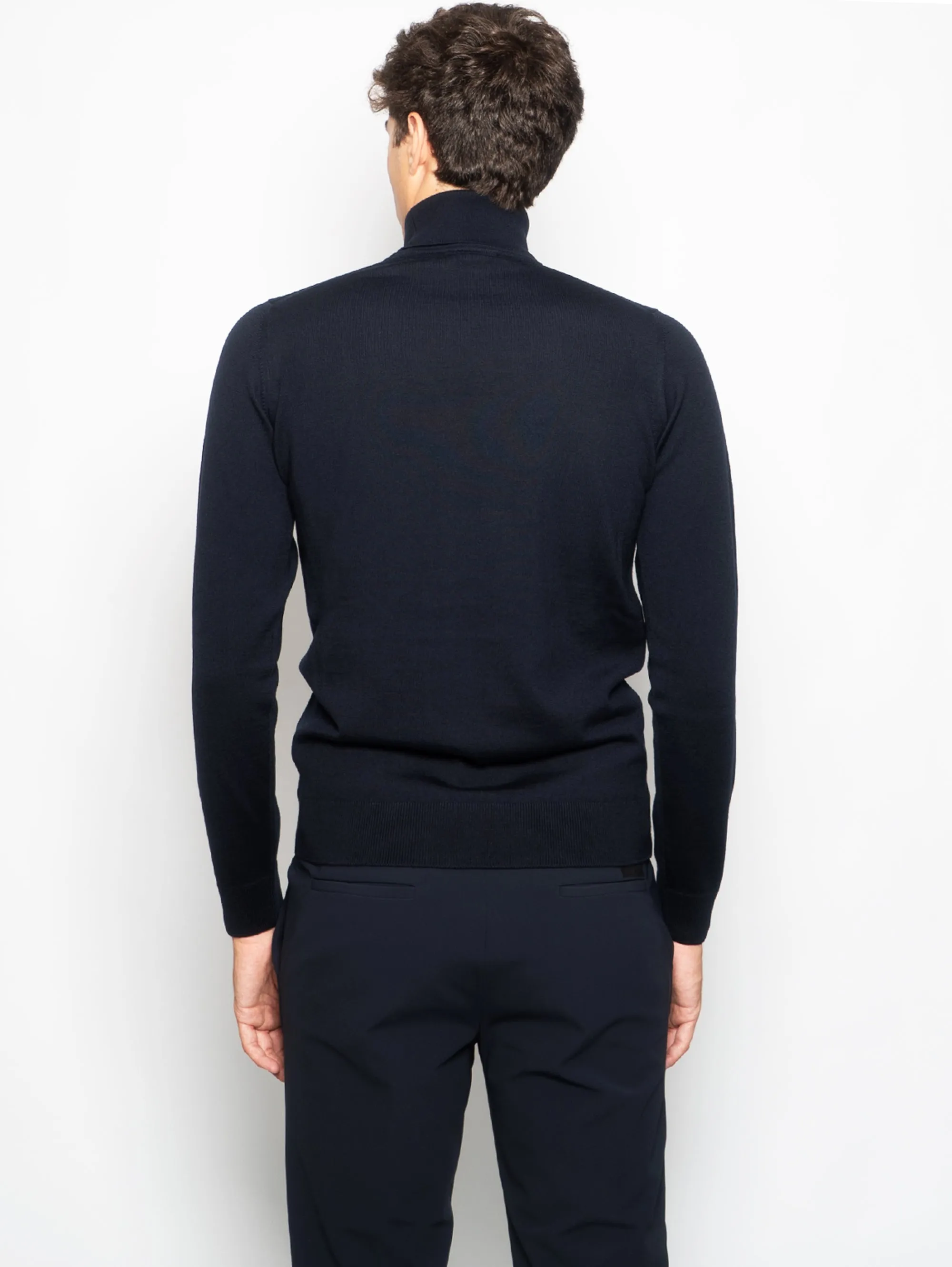 Maglia Collo Alto in Merinos Blu