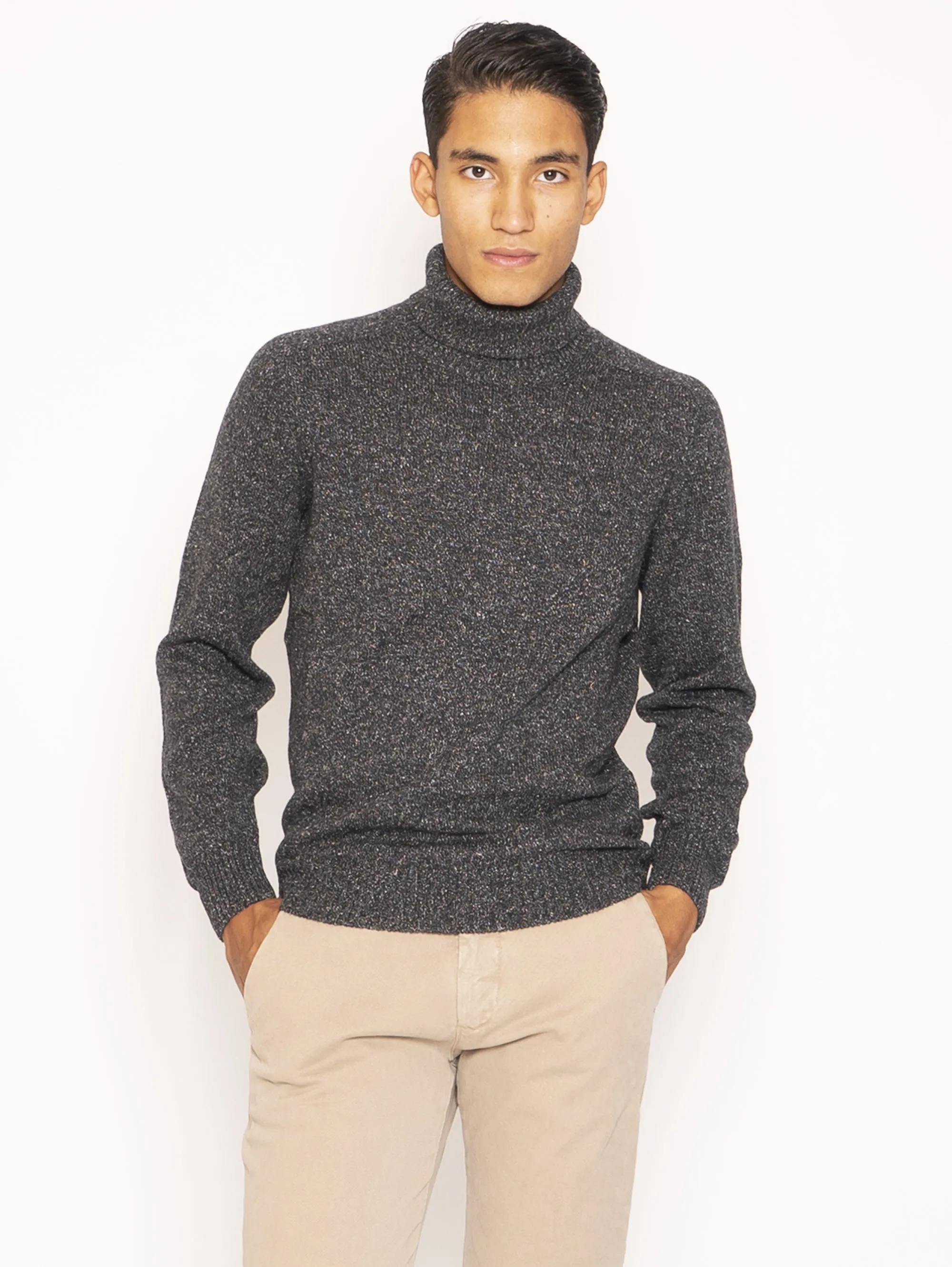 Maglia Collo Alto Melange - Grigio