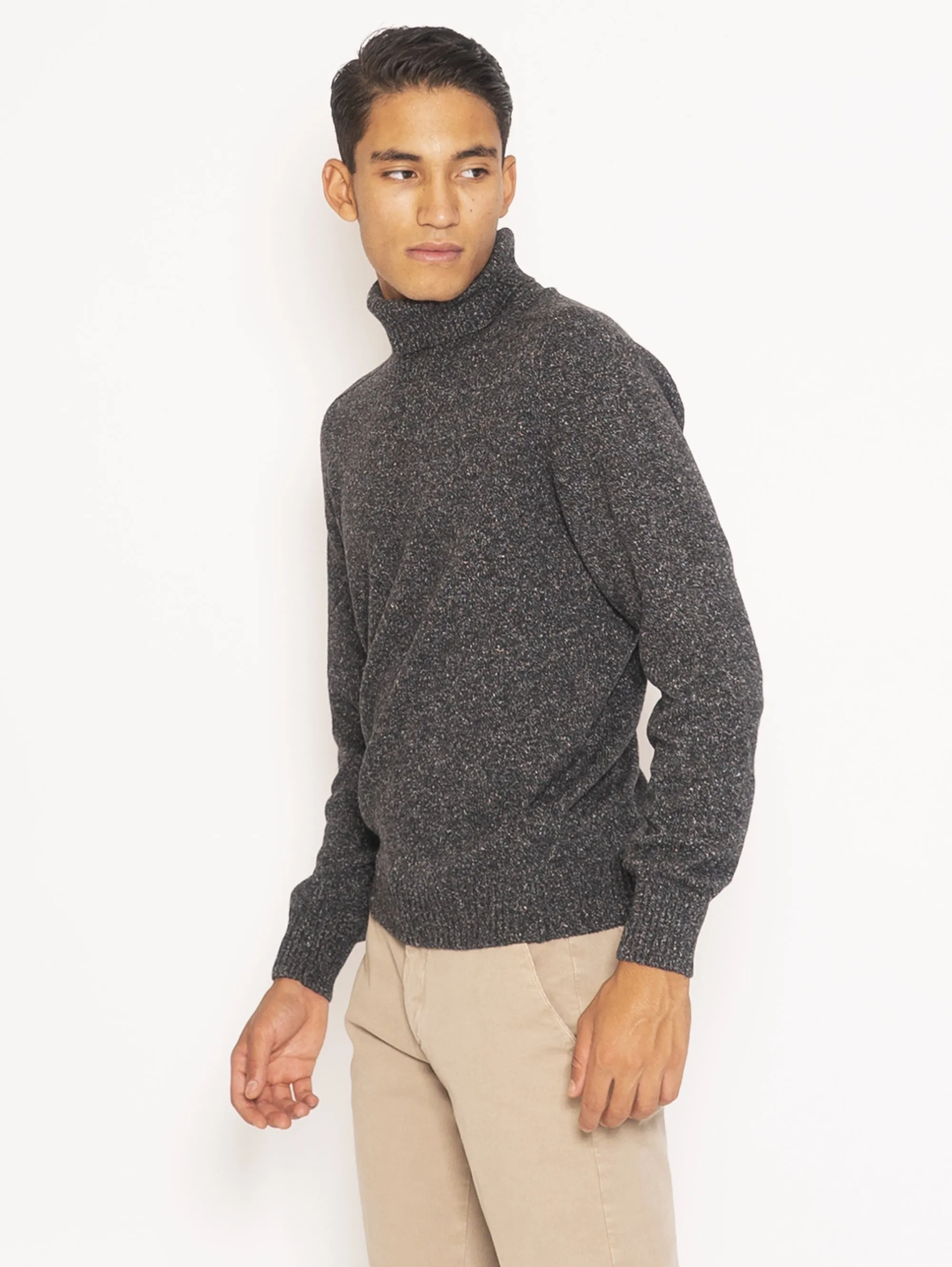 Maglia Collo Alto Melange - Grigio