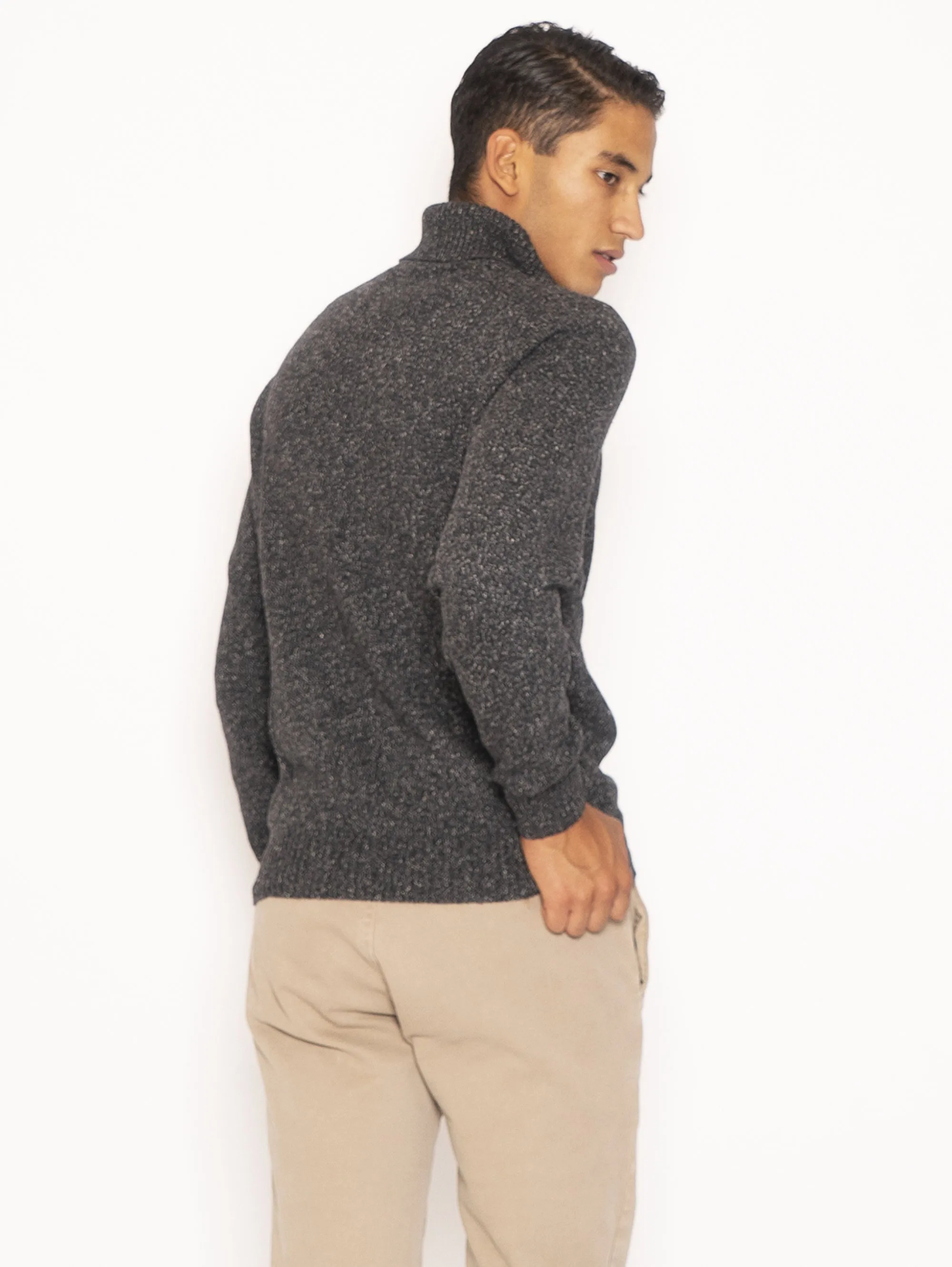 Maglia Collo Alto Melange - Grigio