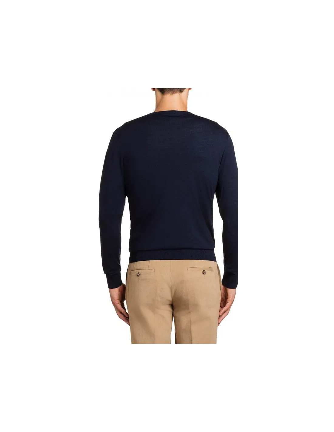 Maglia collo v ml lana blu taglie forti
