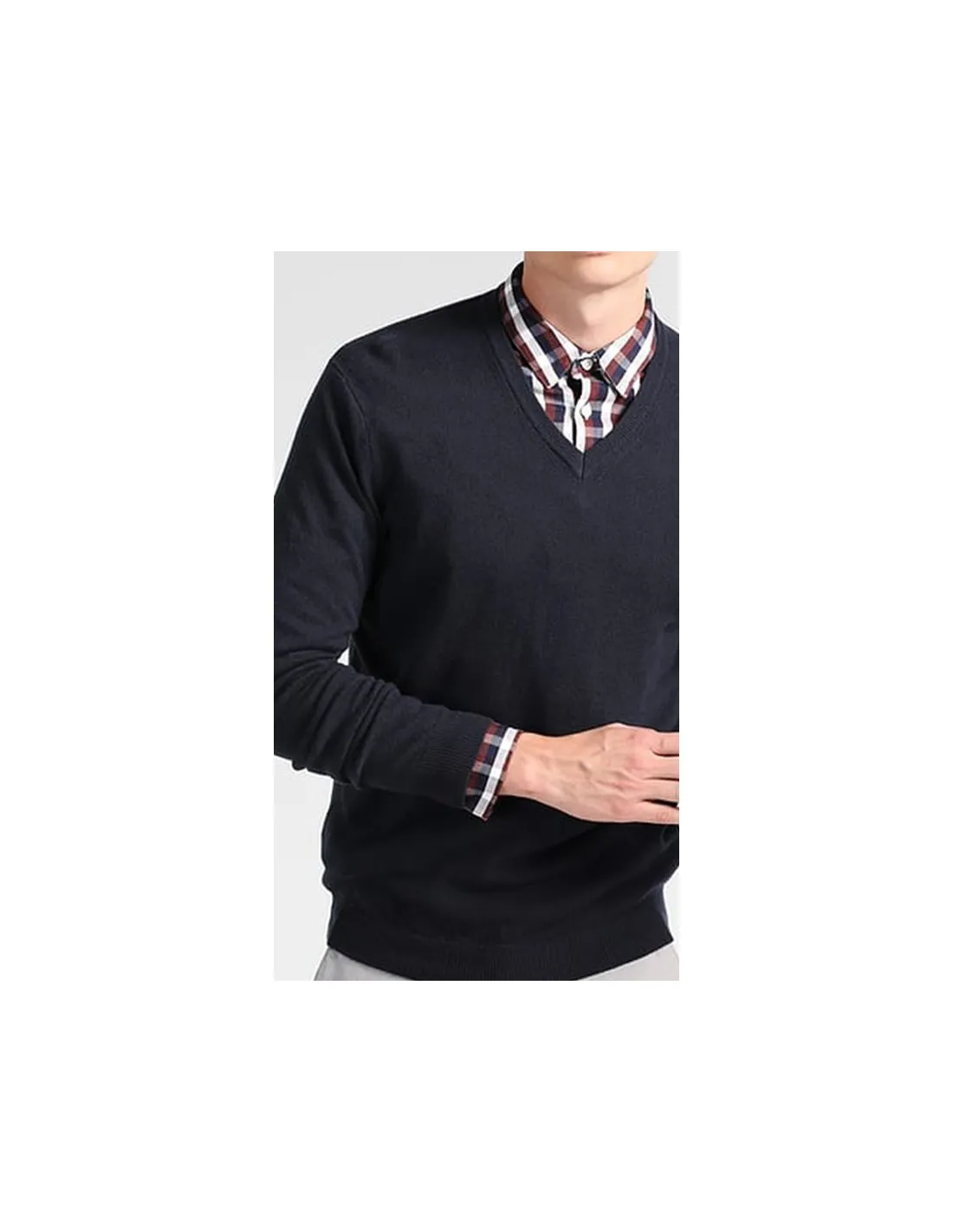Maglia collo v ml p lana blu taglie forti
