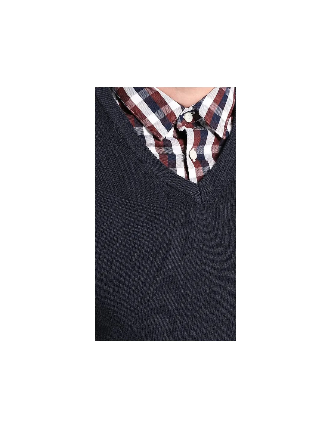 Maglia collo v ml p lana blu taglie forti