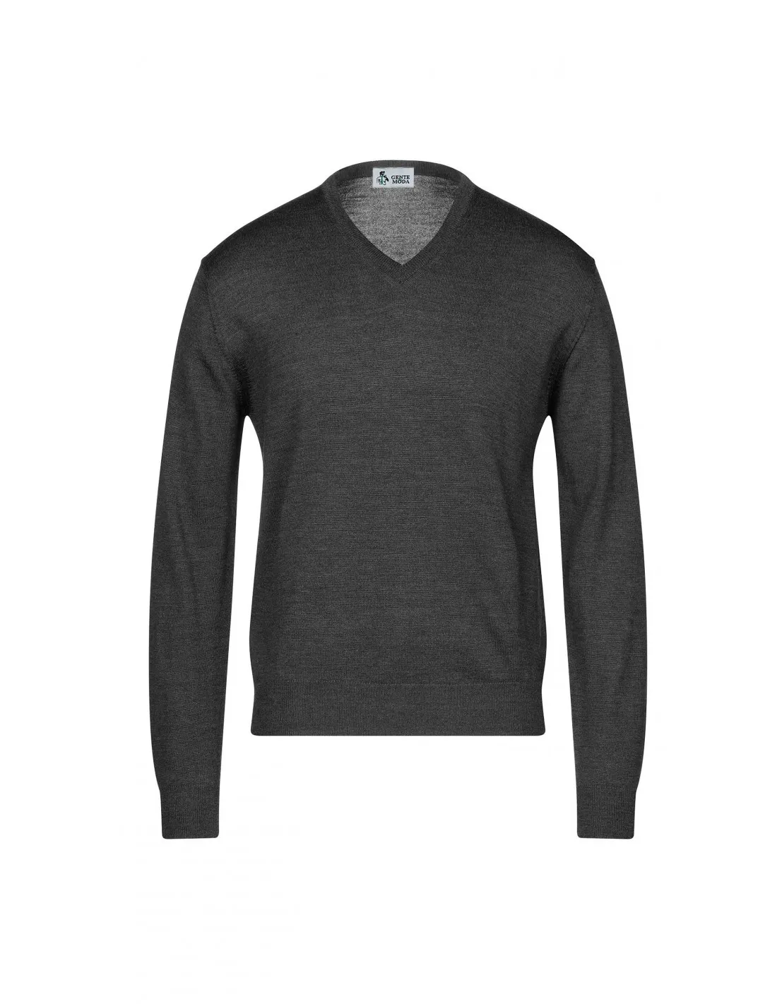 Maglia collo v ml p lana merino grigio taglie forti