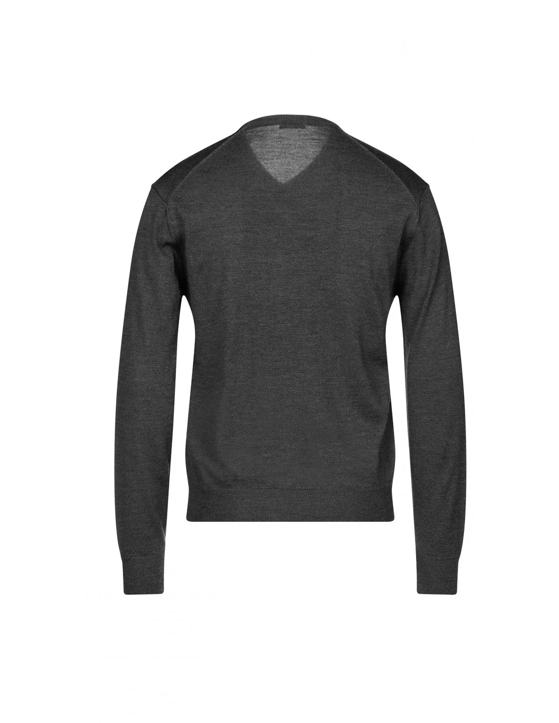 Maglia collo v ml p lana merino grigio taglie forti