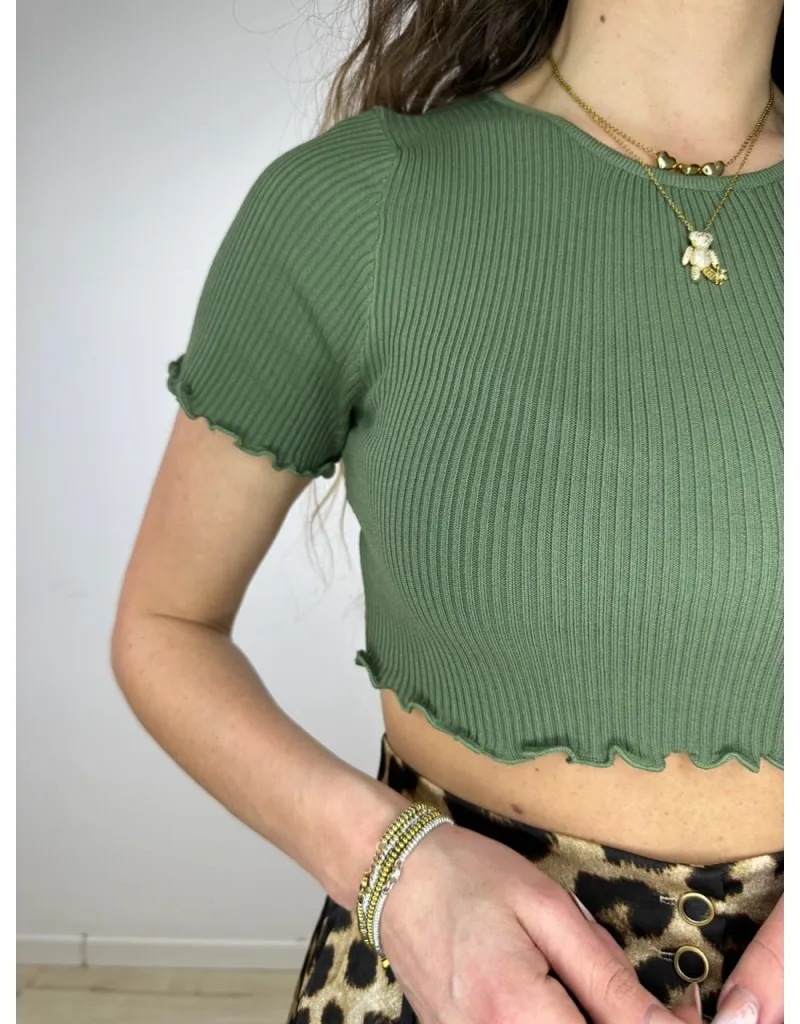 MAGLIA CROP JESSICA VERDE
