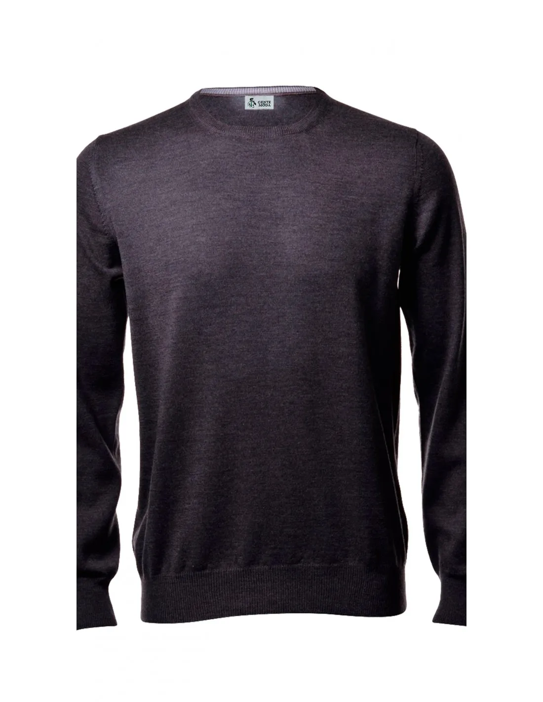 Maglia girocollo ml lana grigio taglie forti